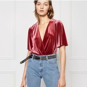 ZARA Velvet Plunge Bodysuit